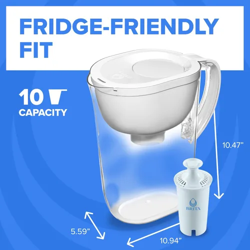 Miniatura 7 de Jarra de filtro de agua Brita, filtro Everyday Elite, elimina el 99% del plomo, incluye 1 filtro, capacidad de 10 tazas, color blanco