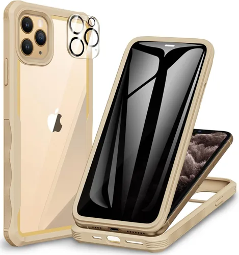 CENHUFO Funda de privacidad para iPhone 11 Pro, funda de cuerpo completo con protector de pantalla de privacidad de vidrio templado 9H integrado y