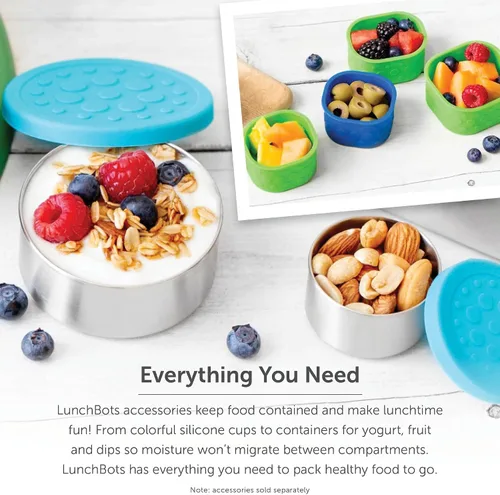 Miniatura 9 de LunchBots Medium Uno - Recipiente para sándwiches de acero inoxidable, diseño abierto para envolturas, ensaladas o comidas pequeñas, ecológico, apto