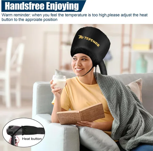 Miniatura 7 de TEPENAR Gorro de secador de pelo – Gorra con capucha ajustable extra grande extra grande para un peinado y cuidado rápidos