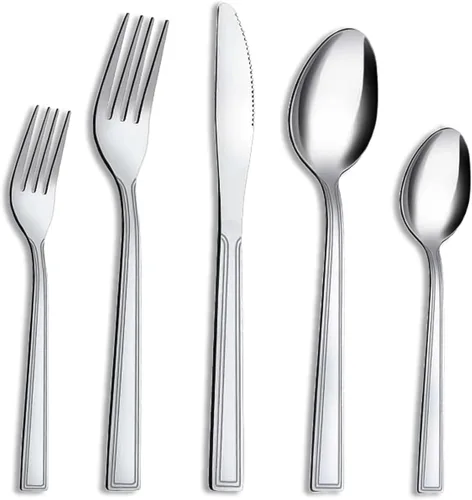 Hunnycook Juego de cubiertos de 30 piezas – Juego de cubiertos de acero inoxidable para 6, incluye cucharas y tenedores, pulido de espejo, apto para