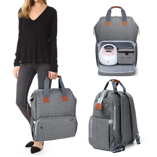 Miniatura 10 de LUXJA Bolsa para extractor de leche con compartimentos para bolsa enfriadora y laptop, mochila para extractor de leche con 2 opciones de uso