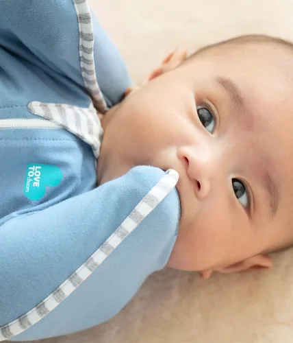 Miniatura 4 de Love to Dream Swaddle UP, saco de dormir para bebé, mantas envolventes que permiten el auto-calmado para recién nacidos, ajuste ceñido ayuda a Azul