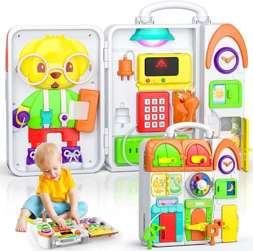 Miniatura 7 de Juguetes para niños pequeños de 1-2 años, tablero ocupado musical Montessori, juguete educativo temprano para niños pequeños de 1-3 años, juguete