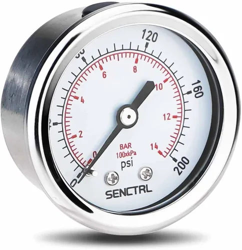 Miniatura 11 de SENCTRL Medidor de presión de 200 psi, tamaño de dial de 2 pulgadas, montaje trasero 1/4 NPT, impermeable, caja de acero inoxidable, para filtro