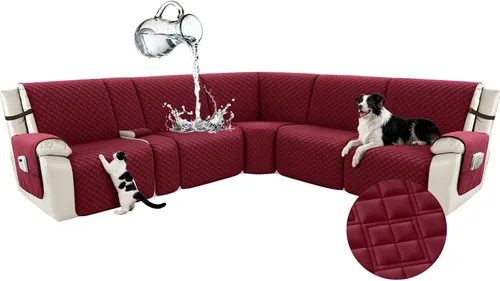 Miniatura 24 de Arfntevss Fundas para sofá seccional reclinable para sofá seccional en forma de L, funda antideslizante lavable para sofá reclinable con forma de L