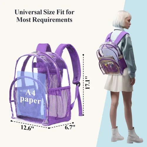 Miniatura 7 de PACKISM Mochila transparente resistente, para estudiantes, escuela, Computadora portátil