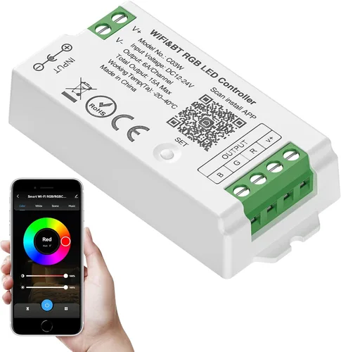 Miniatura 9 de SEZO WB5 5 en 1 Tuya WiFi 2.4GHz PWM LED controlador para atenuación RGB RGBCCT RGBW LED tira compatible con Alexa/Google Home/Tuya Smart Life APP