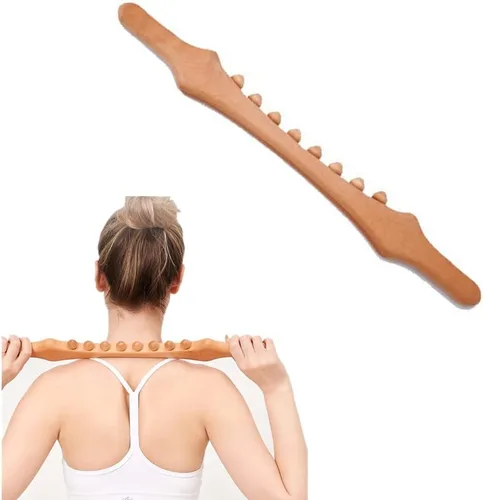 Miniatura 9 de Herramientas de masaje de madera Gua Sha, herramienta de paleta de drenaje linfático de 10 cuentas, herramienta de masaje de mano para esculpir