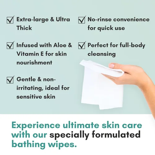 Miniatura 5 de Nurture XL - Toallitas corporales ultra gruesas para adultos con aloe 120 paños desechables extra grandes de limpieza húmeda sin enjuague, ducha