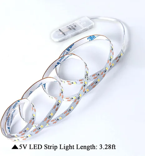 Miniatura 4 de Tira de luces LED cortas alimentadas por pilas con intermitente, 3.28 pies/1PCS luces LED de hadas flexibles a pilas brillantes para caja de Blanco