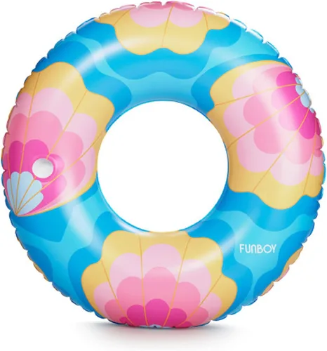 FUNBOY Flotador tubular inflable tamaño gigante con diseño de conchas de sirena, estilo dona, flotador de piscina de lujo para fiestas de verano en