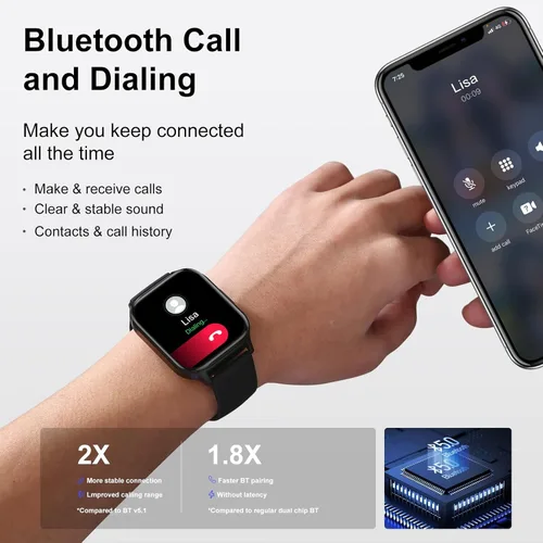 Miniatura 2 de Reloj inteligente para teléfonos Android compatible con iPhone de 2.04 pulgadas, pantalla táctil completa, recepción/marcación, reloj inteligente