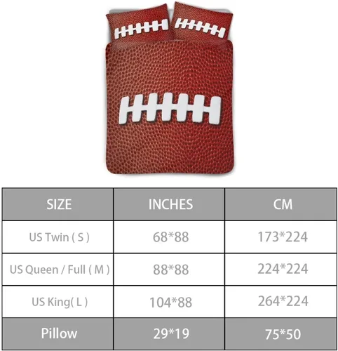 Miniatura 4 de BIGCARJOB Juego de edredón de fútbol para niños, juego de funda de edredón deportiva con estampado de fútbol americano, colcha vintage