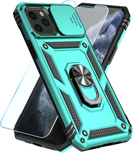 Miniatura 19 de SunStory Funda compatible con iPhone 11 Pro Max con protector de pantalla HD, cubierta de cámara deslizante y soporte de anillo giratorio