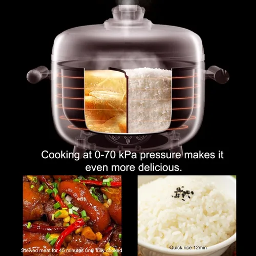 Miniatura 6 de Olla a presión eléctrica de 4 litros, olla inteligente de múltiples compartimentos con cocción a presión de 70 KPa, pantalla digital, 10 preajustes