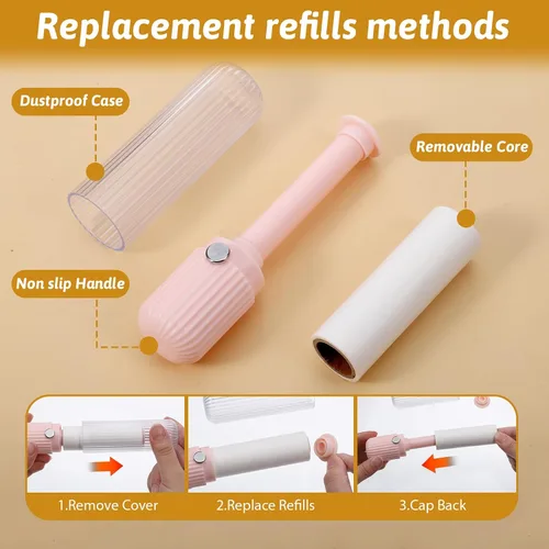 Miniatura 5 de 1 paquete de mini rodillo de pelusa con 150 hojas adhesivas recargable compacto removedor de pelusa de bolsillo para viajes, removedor de pelo