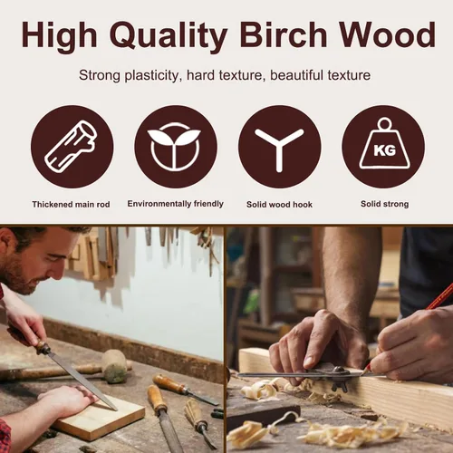 Miniatura 2 de Perchero de madera maciza – Perchero independiente de 73 pulgadas con 14 ganchos y base estable, altura ajustable, moderno árbol de madera