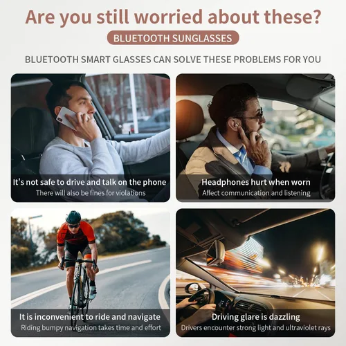 Miniatura 7 de Lentes inteligentes para hombres y mujeres, orejas abiertas, protección UV, lentes de sol polarizados Bluetooth con altavoces de micrófono
