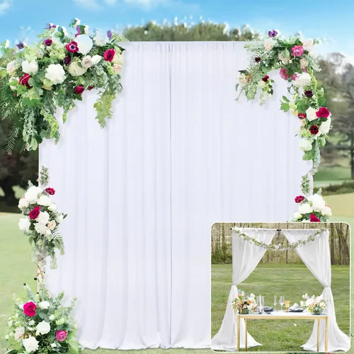 Cortinas tipo telón de fondo blanco de 10 x 10 pies para fiestas, telón de fondo blanco para baby shower, cumpleaños, fotos en casa, fiestas, telón