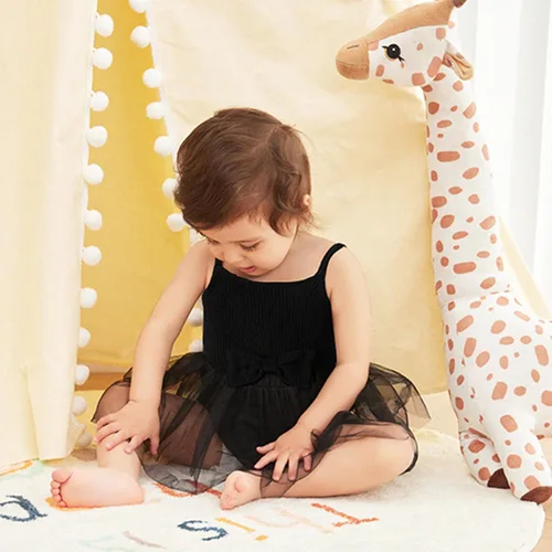 Miniatura 7 de OPAWO Vestido de bebé recién nacido, vestido de verano sin mangas, enterizo con cuello halter, vestido de tul de una pieza, 0-18 meses