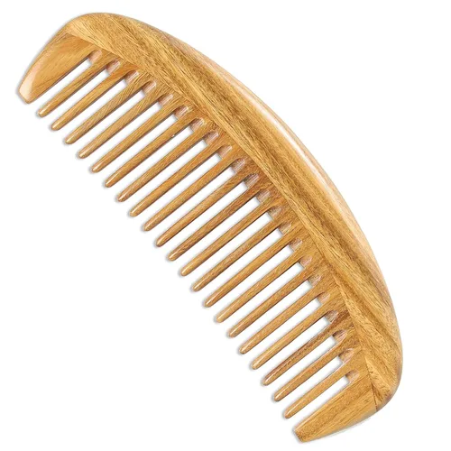 Miniatura 13 de Onedor - Juego de peines de madera de sándalo hechos a mano - Peines de madera con aroma antiestático, dientes anchos y finos para desenredar