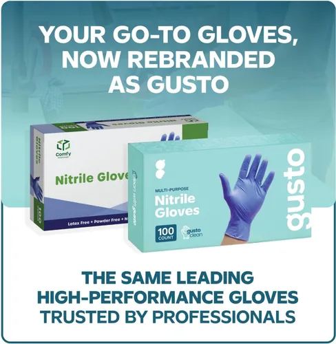 Miniatura 2 de GUSTO Blue Nitrile Gloves, Disposable Gloves – 4 Mil, Latex & Rubber Free, Non-Sterile Powder-Free (Formerly Comfy Package)