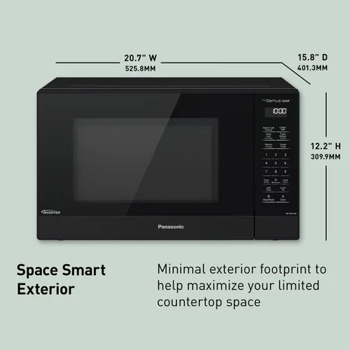 Miniatura 2 de Panasonic NN-SN65KB Horno de microondas con tecnología Inverter 1200W, 1.2 pies cúbicos. Pequeño con Sensor Genius de cocción de un toque, botón
