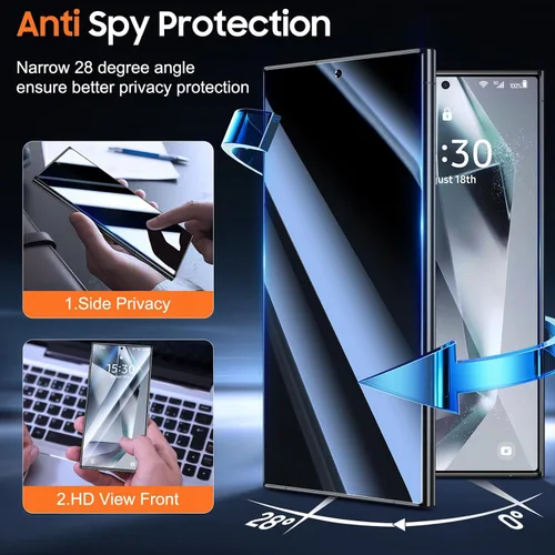 Miniatura 2 de UniqueMe Protector de pantalla de privacidad para S24 Ultra - Paquete de 2 protectores de pantalla de privacidad para Samsung Galaxy S24 Ultra