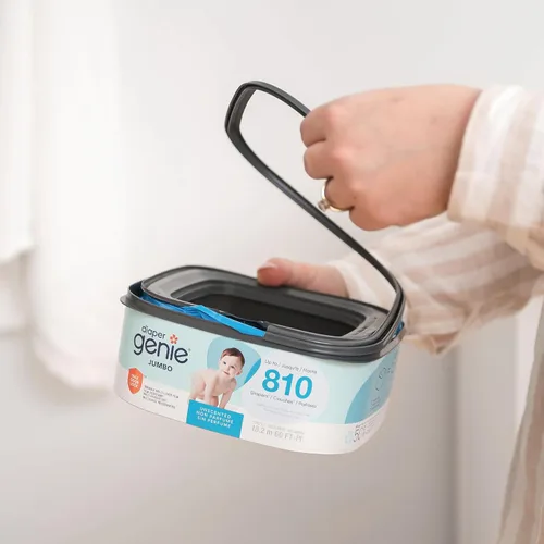 Miniatura 9 de Diaper Genie Recambio cuadrado jumbo, con película continua, puede contener hasta 810 pañales de tamaño recién nacido por repuesto.