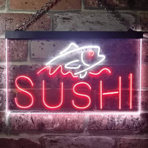 Miniatura 35 de ADVPRO Sushi Fish Sashimi Restaurant - Letrero de neón LED de doble color, azul y rojo, 12 x 8.5 pulgadas, st6s32-i3334-br