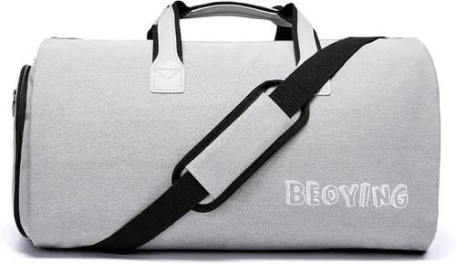 BEYOING - Bolsa de viaje convertible, bolsa de lona de mano para hombres y mujeres, 2 en 1, para colgar, bolsa de viaje de negocios, Gris, Negocios