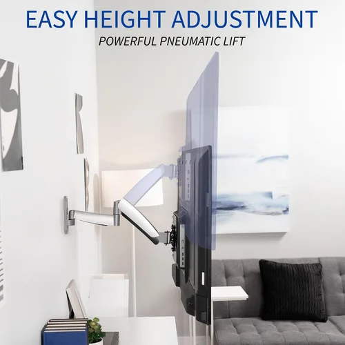 Miniatura 3 de VIVO Montura de pared para TV contrabalanceada de 26 a 55 pulgadas, brazo articulado neumático de resorte ajustable en altura, Max 400x400mm VESA
