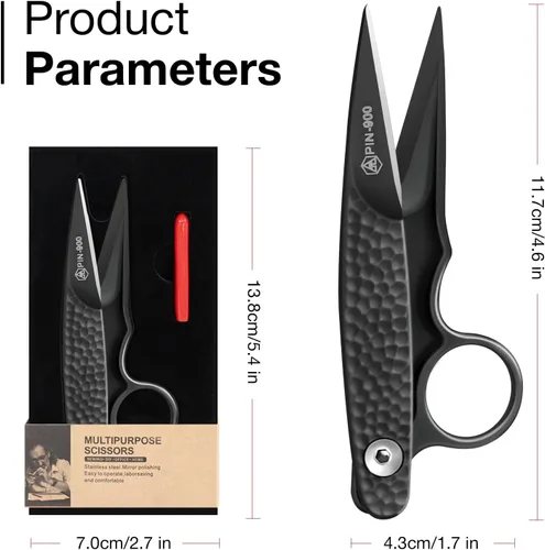 Miniatura 4 de Tijeras de Tela Premium para Cortar Ropa, Pequeñas Multiusos de Acero Inoxidable para Costura de Cuero y Confección, Tijeras de Manualidades Negro
