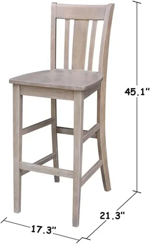Miniatura 3 de Taburete de comedor de madera maciza San Remo - Altura del asiento de 24 pulgadas, sin terminar
