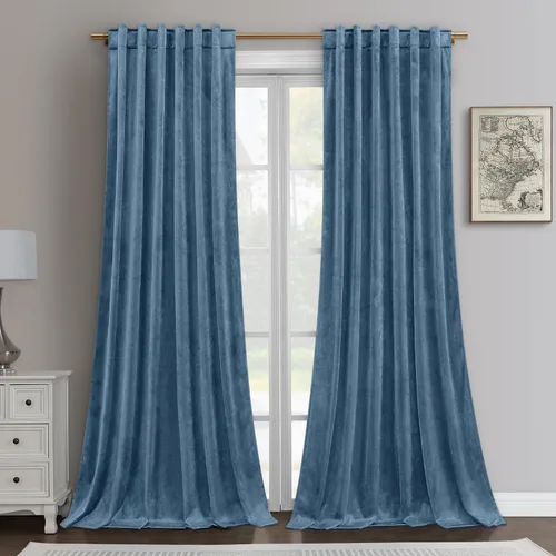Miniatura 14 de HOMEIDEAS Cortinas opacas de terciopelo gris, 52 x 108 pulgadas, oscurecimiento de la habitación, aislamiento térmico, bolsillo con pestaña trasera