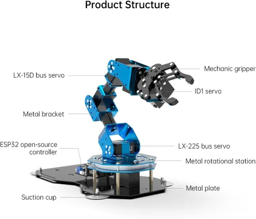Miniatura 4 de Hiwonder xArm ESP32 - Robot robótico de código abierto compatible con programación MicroPython con sensores para kit de desarrollo secundario