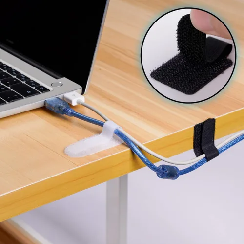 Miniatura 5 de Organizador de cables de escritorio de 50 piezas, correas adhesivas para organización de cables para artículos esenciales de oficina, pared