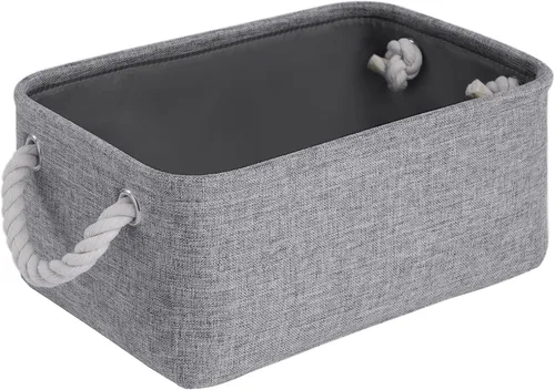 Miniatura 22 de Cestas de almacenamiento para estantes de 11.8 x 7.9 x 5.2 pulgadas, contenedores de almacenamiento plegables de tela con asas, organizador