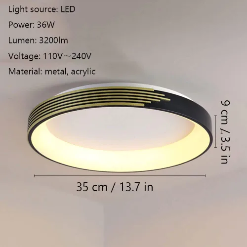 Miniatura 3 de Lámpara de techo de estilo nórdico regulable, pantalla de acrílico de 13.7 pulgadas, forma redonda, montaje empotrado, lámpara de techo simple