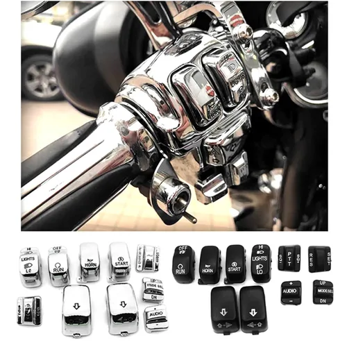 Miniatura 6 de Para Harley Touring Street/Electra Glide FLHT FLHTC FLHX 1996-2013 motocicleta 10 piezas interruptor de control manual tapas de los botones