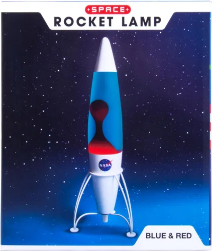 Miniatura 6 de Fizz Creations Lámpara de cohete inspirada en la NASA. Lámpara de decoración espacial con acabado mate con líquido azul y cera roja. 16.9 in