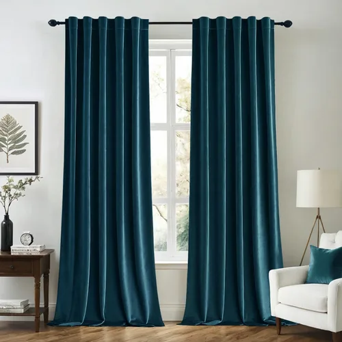 Miniatura 9 de MIULEE Cortinas de terciopelo de 84 pulgadas de largo, juego de 2 paneles para dormitorio, con pestaña trasera plisada, de lujo, aislamiento