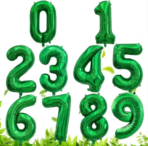 Miniatura 7 de Globos de números verde oscuro de 40 pulgadas, globos de aluminio de Mylar con helio para cumpleaños, globo número 1 para decoración de fiestas