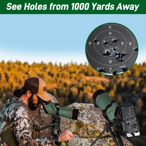 Miniatura 9 de Gosky Alcance de observación, alcance de 20-60x60 para tiro al objetivo, caza y observación de aves, BAK4 de alta definición, mira en ángulo