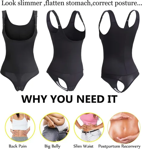 Miniatura 3 de Body moldeador de cintura para mujer, cuerpo completo, corsé para debajo del busto, faja moldeadora de busto abierto, control de abdomen