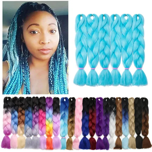 Miniatura 147 de Benehair Extensiones de cabello trenzado ombré de 24 pulgadas, 1 paquete de extensiones de cabello trenzado jumbo de alta temperatura, cabello