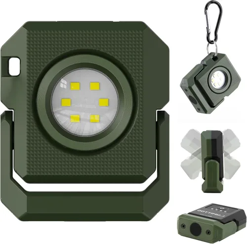 Mini luz de trabajo LED recargable, 550 lúmenes linterna magnética llavero luces con base giratoria y magnética luz mecánica portátil para