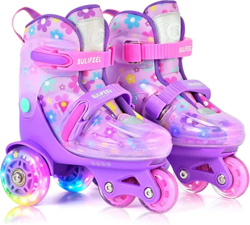 Miniatura 10 de SULIFEEL Patines de Ruedas Ajustables para Niñas Niños Infantiles, Ruedas Divertidas Iluminadas con Luz Flash de Tipo Equilibrio de Tres Puntos