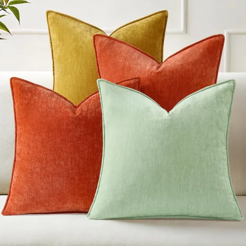 Miniatura 8 de decorUhome Juego de 4 fundas de almohada de verano de 18 x 18 pulgadas, fundas decorativas de felpilla neutra suave con diseño elegante para sala